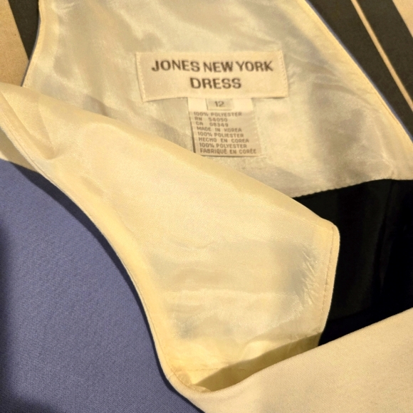 Classic Jones of New York Blue, White, Black Sheath Dress, Size 12 - Picture 6 of 7